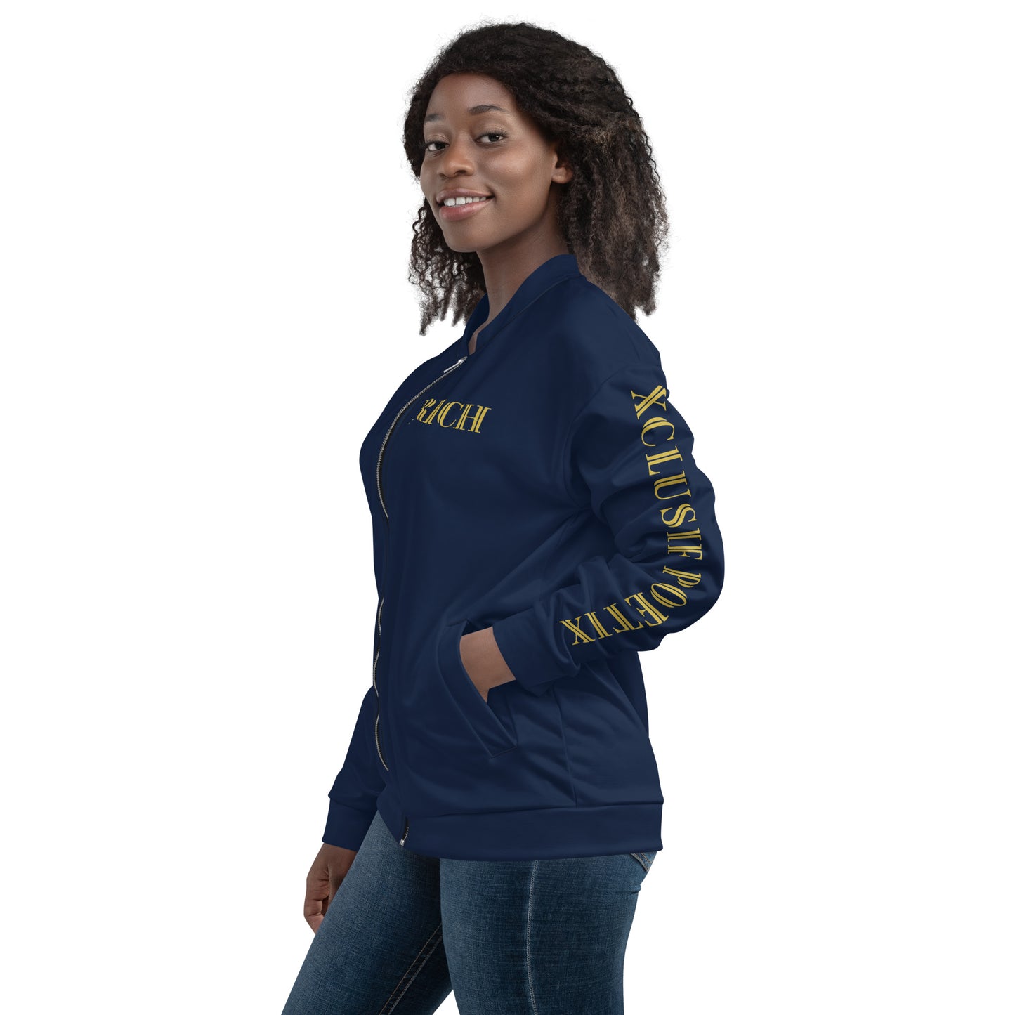 RICH BY XCLUSIF POETIX NAVY & GOLD Unisex Bomber Jacket