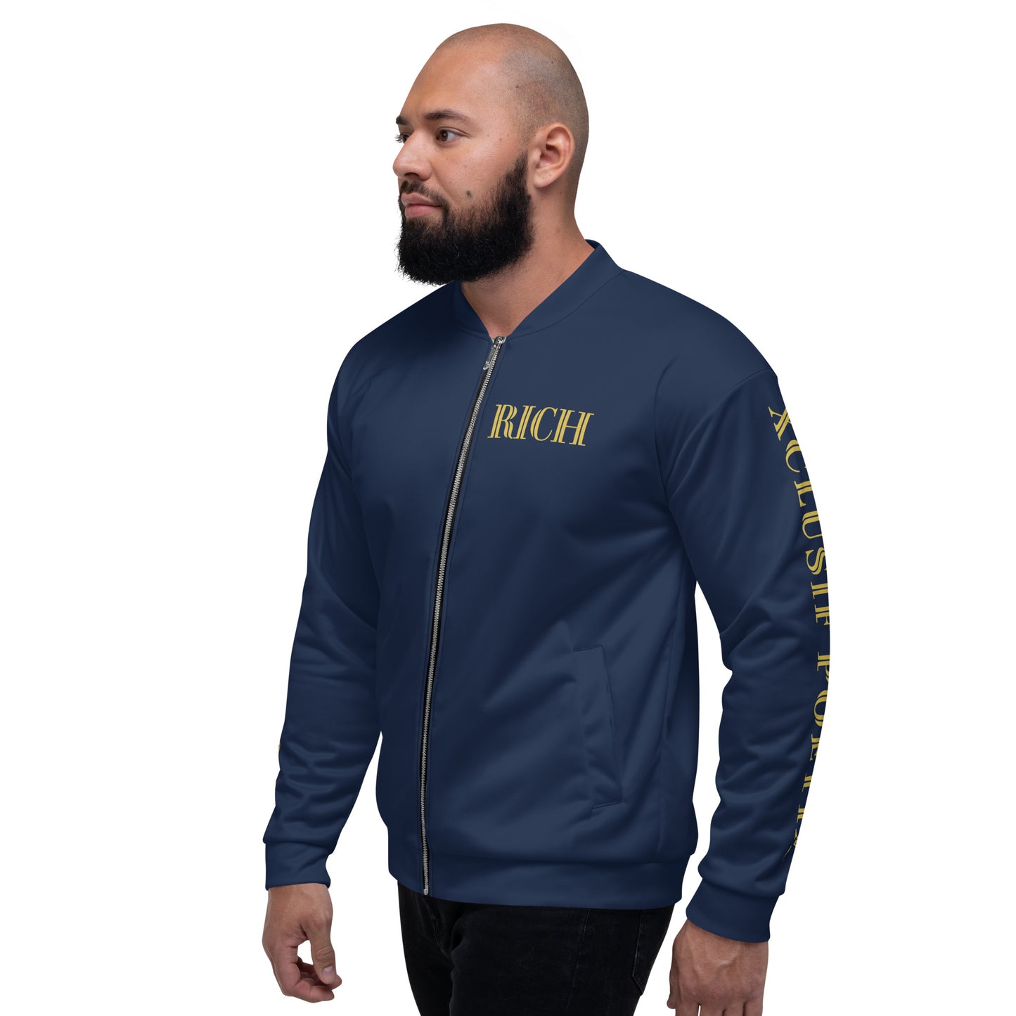 RICH BY XCLUSIF POETIX NAVY & GOLD Unisex Bomber Jacket