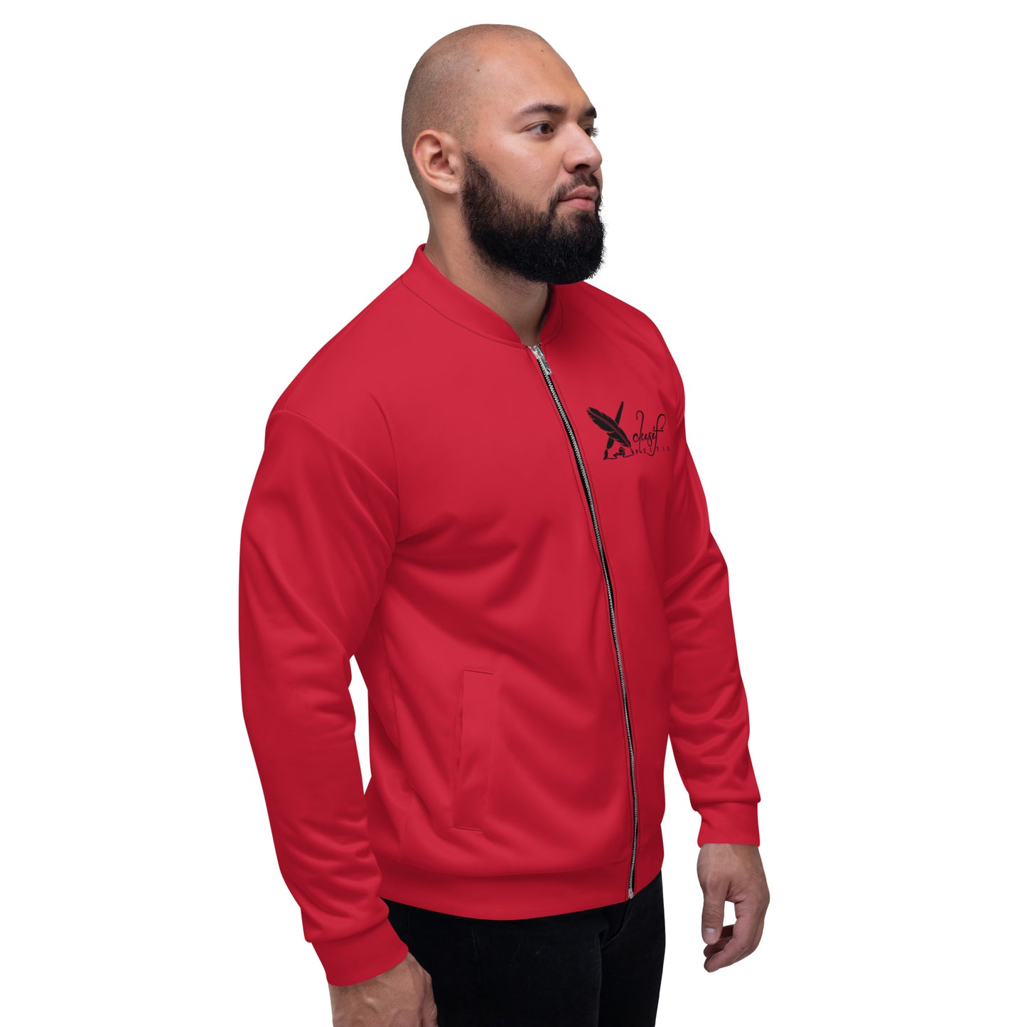 XCLUSIF POETIX RED & BLACK LOGO Unisex Bomber Jacket