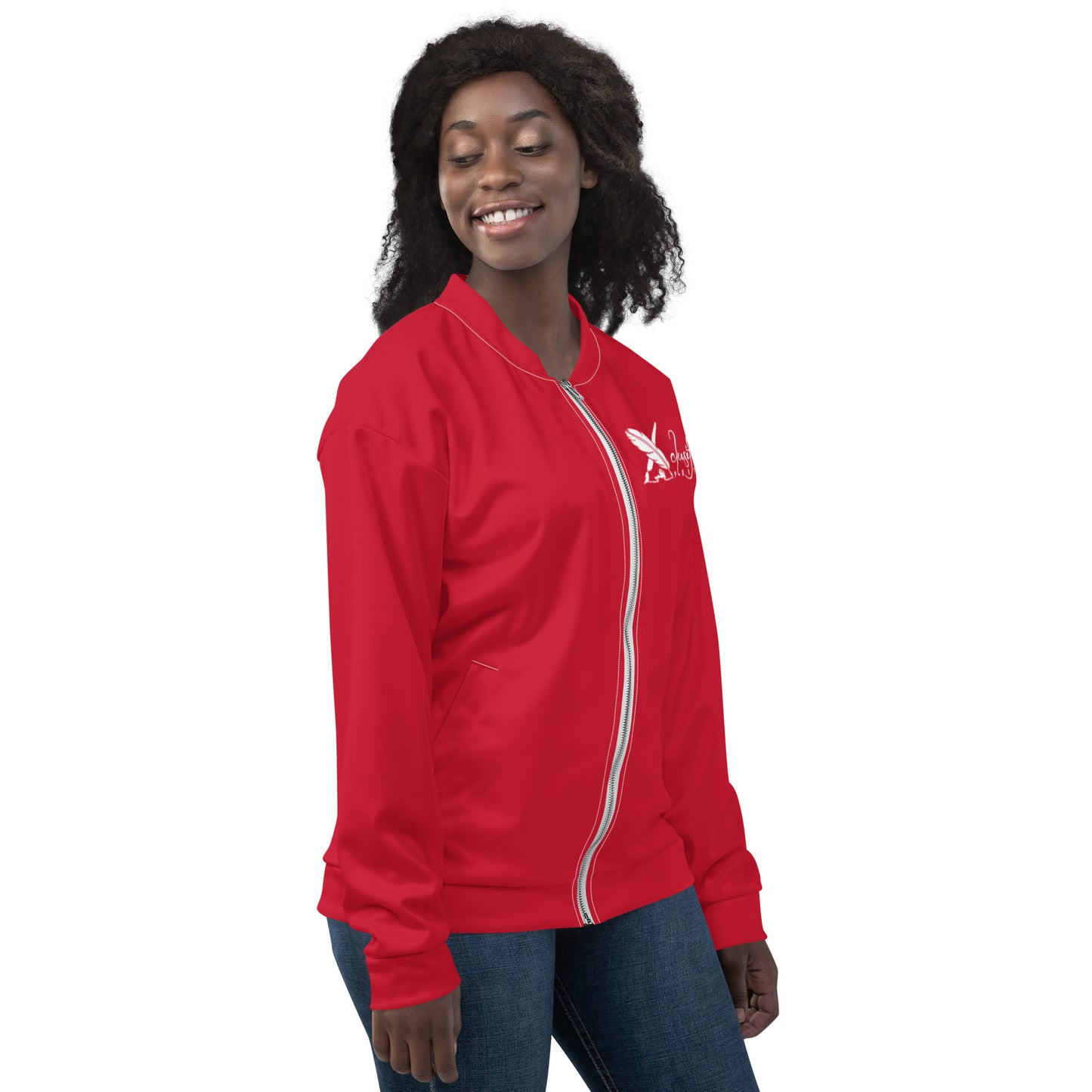 XCLUSIF POETIX RED & WHITE LOGO Unisex Bomber Jacket