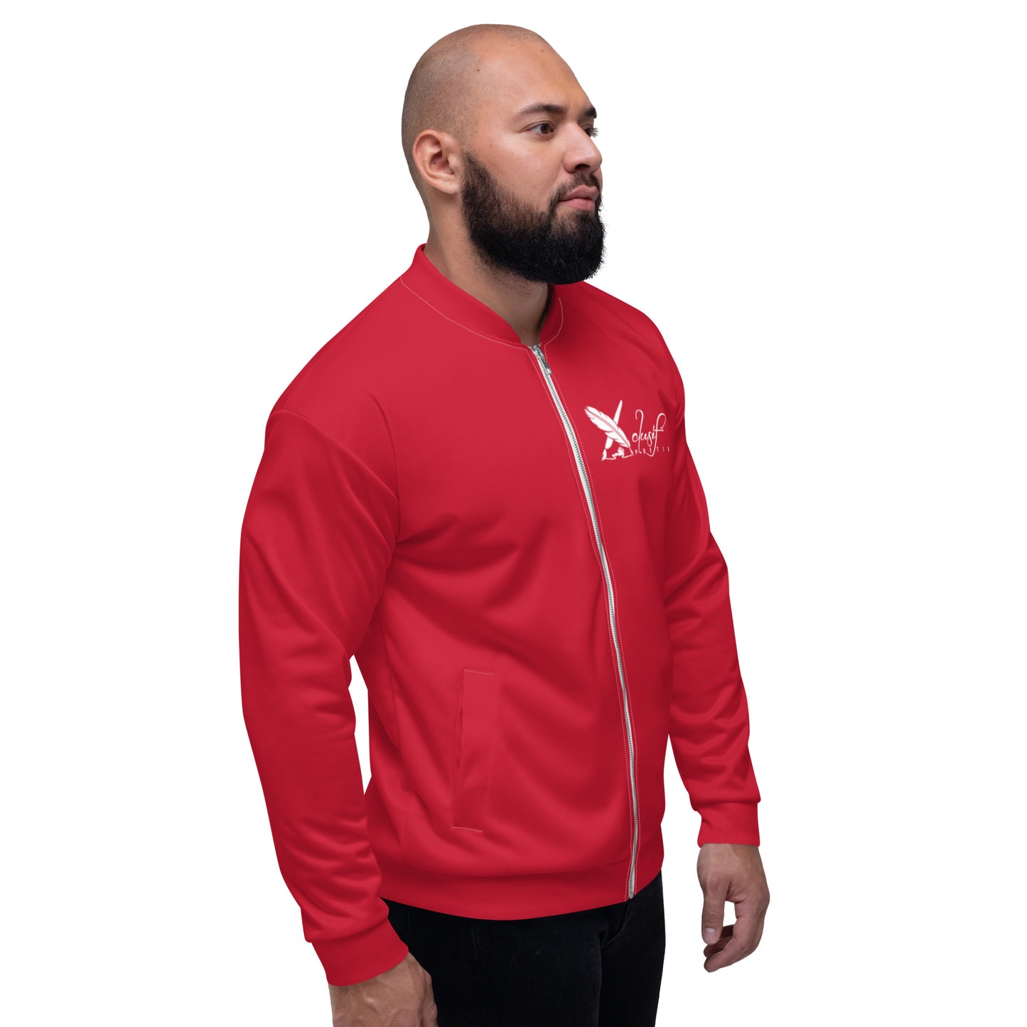 XCLUSIF POETIX RED & WHITE LOGO Unisex Bomber Jacket