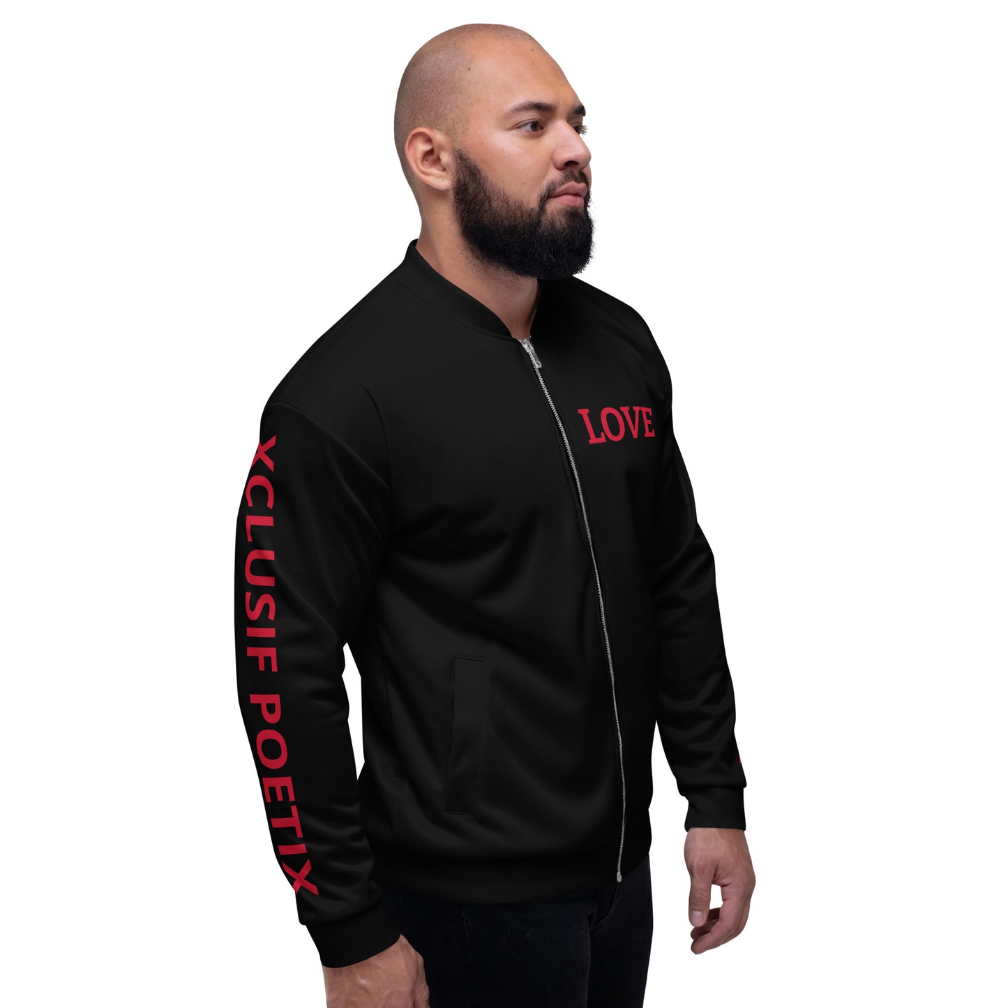 LOVE BY XCLUSIF POETIX BLACK & RED Unisex Bomber Jacket