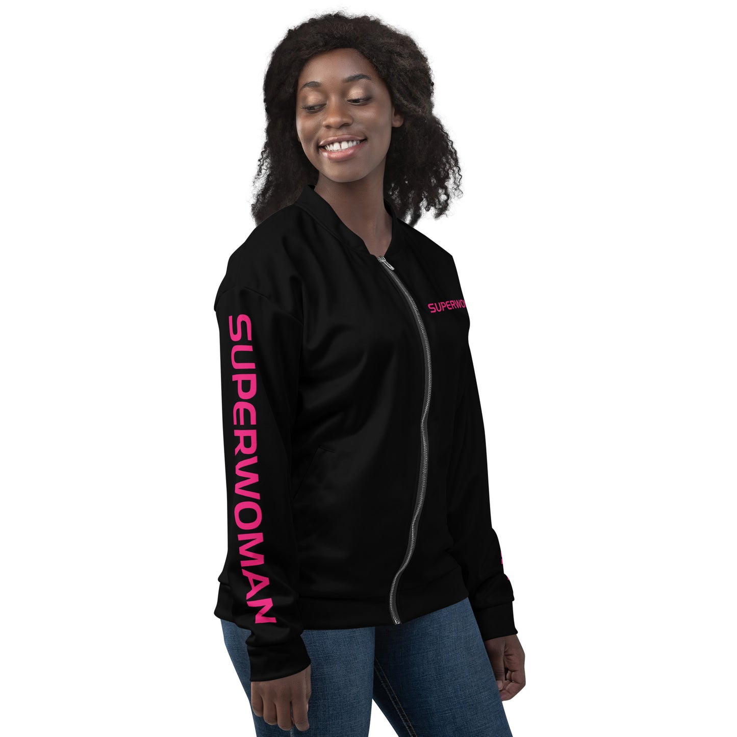 SUPERWOMAN BY XCLUSIF POETIX BLACK & PINK Unisex Bomber Jacket