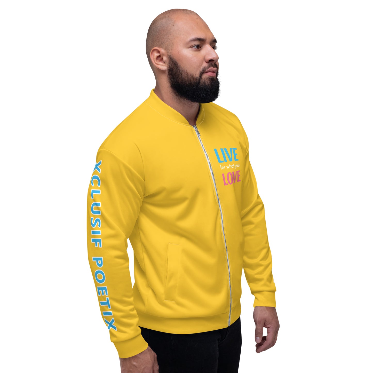 "LIVE FOR WHAT YOU LOVE" BY XCLUSIF POETIX YELLOW Unisex Bomber Jacket