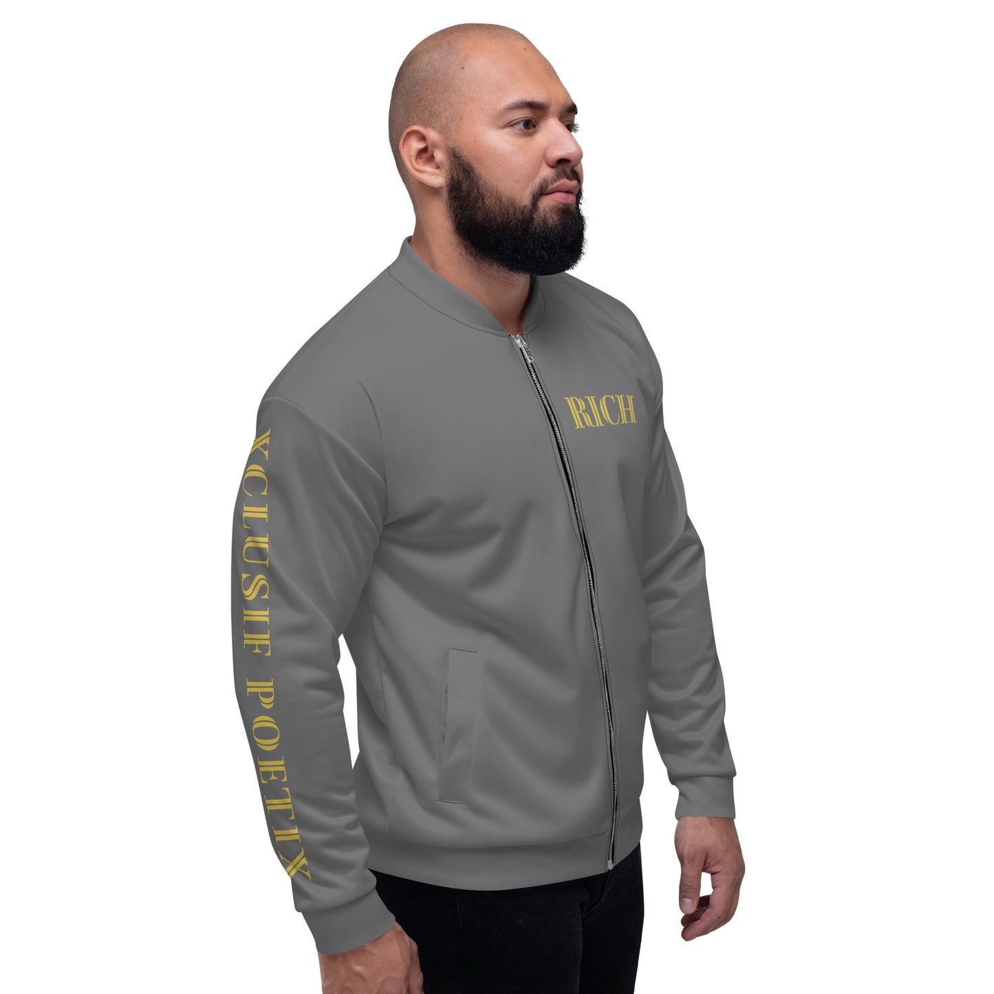 RICH BY XCLUSIF POETIX GREY & GOLD Unisex Bomber Jacket