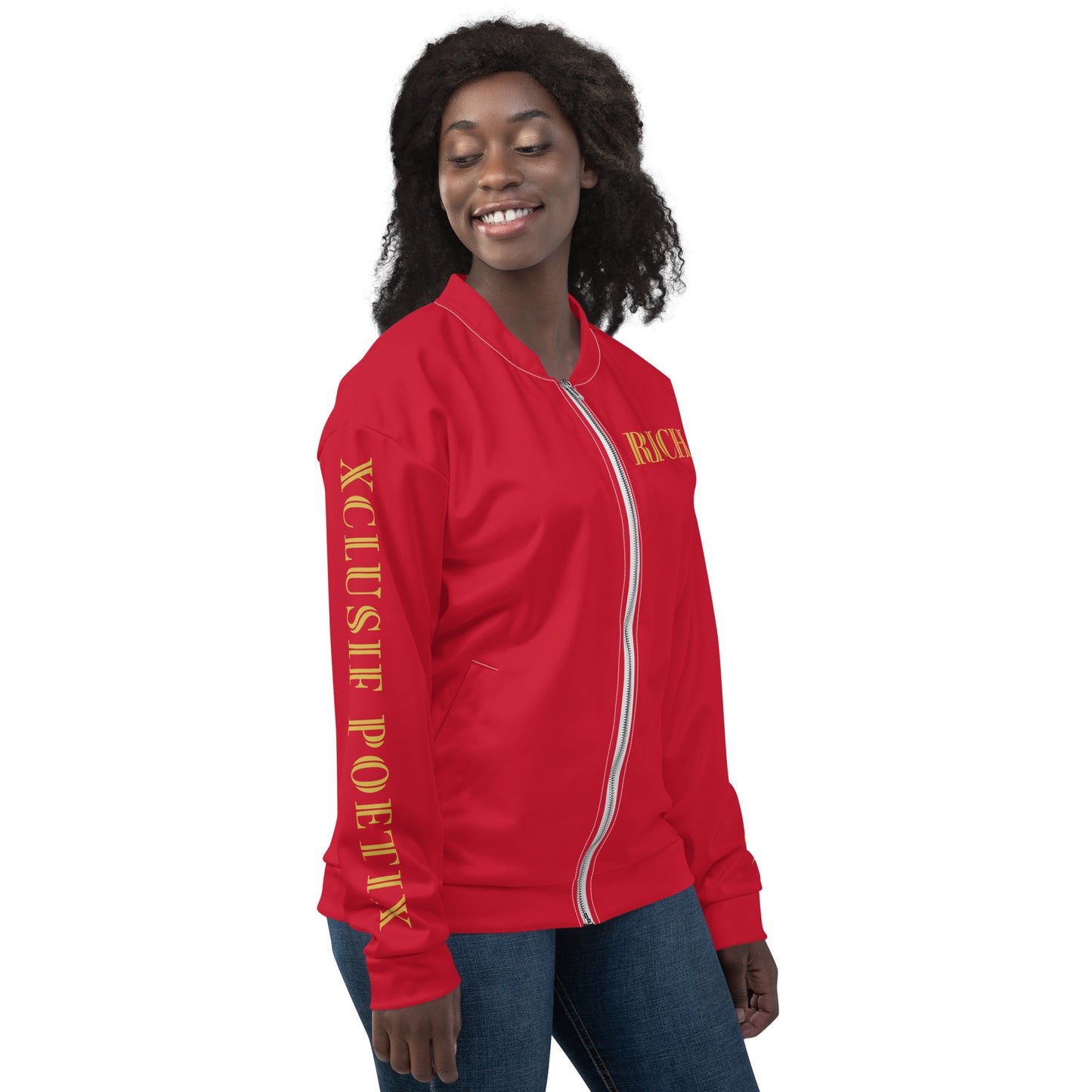 RICH BY XCLUSIF POETIX RED & GOLD Unisex Bomber Jacket