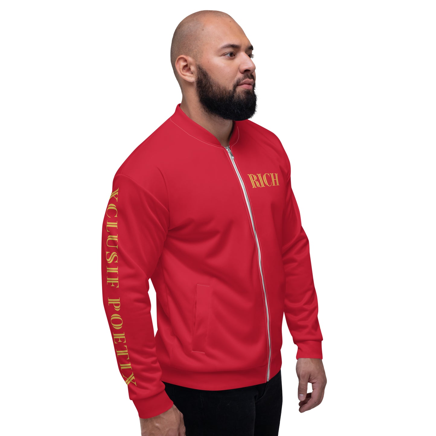 RICH BY XCLUSIF POETIX RED & GOLD Unisex Bomber Jacket