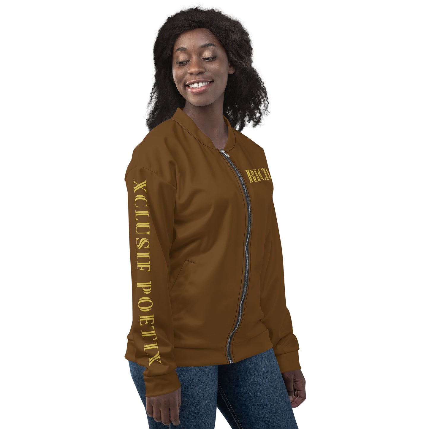 RICH BY XCLUSIF POETIX BROWN & GOLD Unisex Bomber Jacket