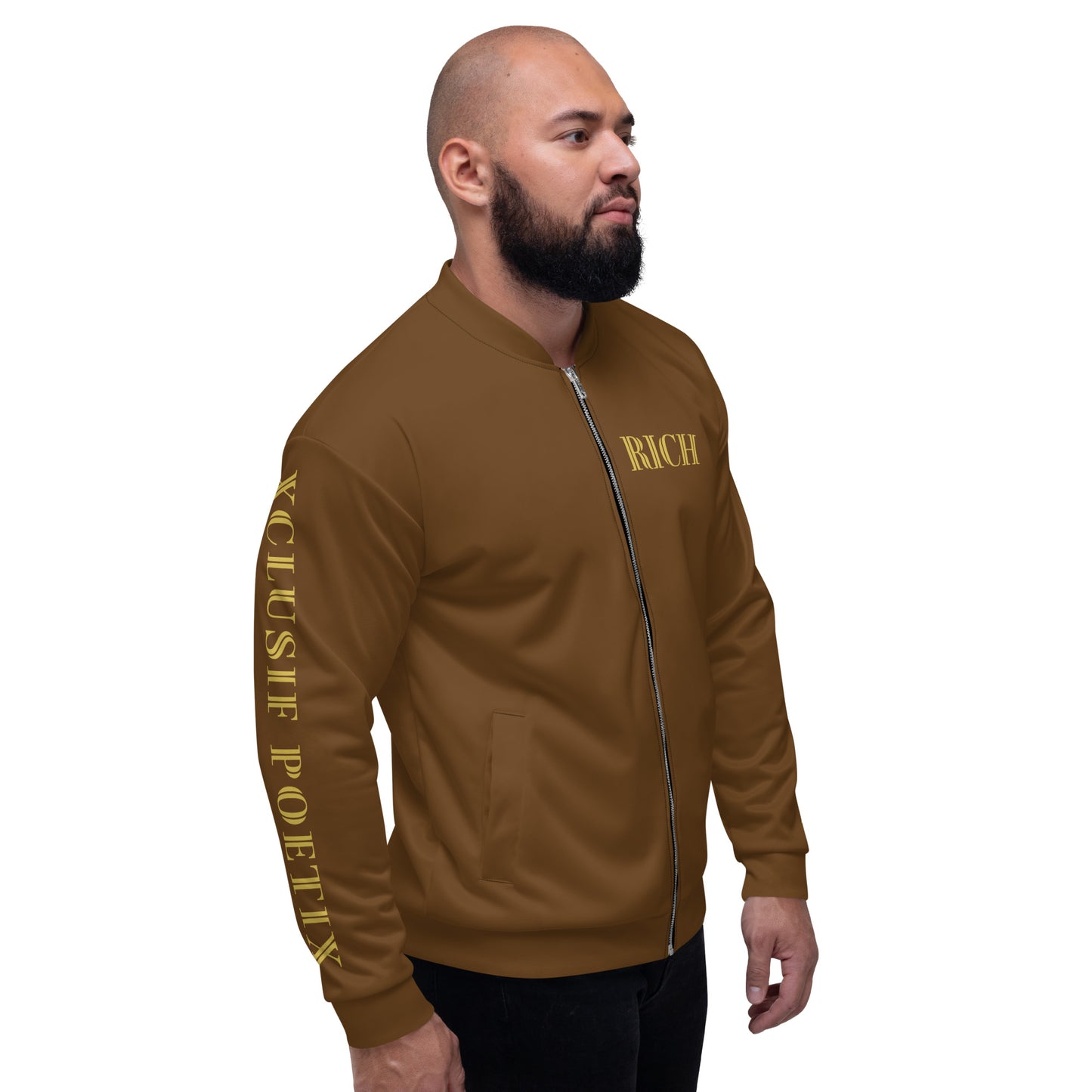 RICH BY XCLUSIF POETIX BROWN & GOLD Unisex Bomber Jacket