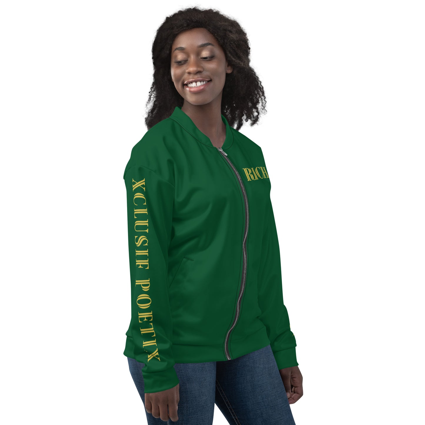 RICH BY XCLUSIF POETIX FOREST GREEN & GOLD Unisex Bomber Jacket