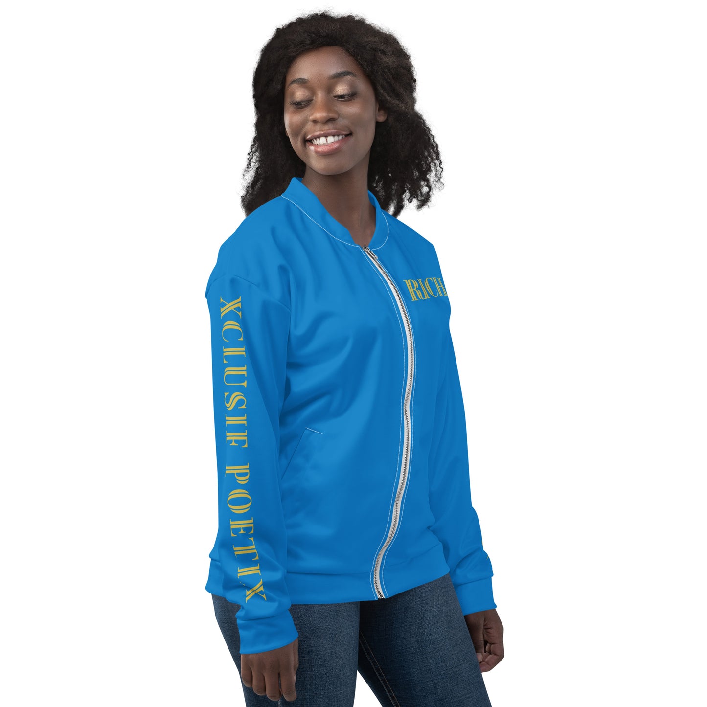 RICH BY XCLUSIF POETIX BLUE & GOLD Unisex Bomber Jacket