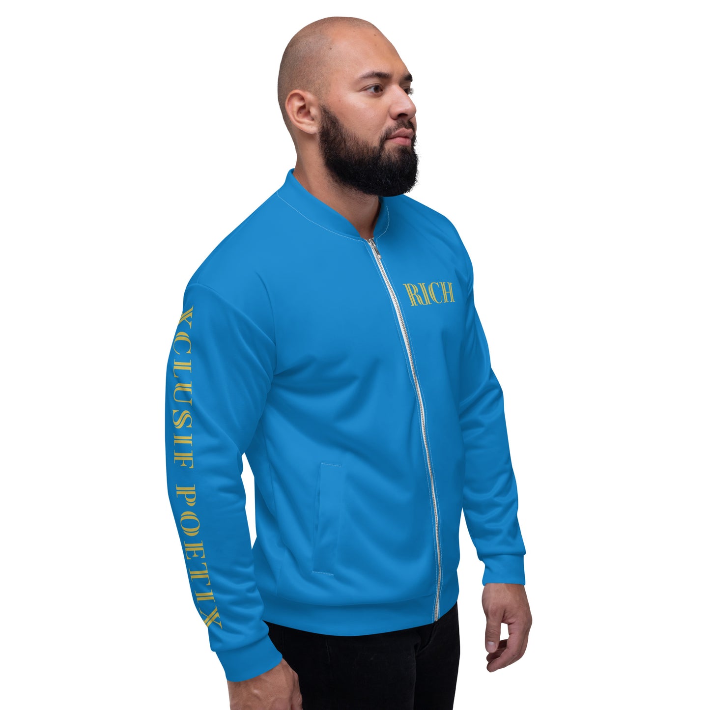 RICH BY XCLUSIF POETIX BLUE & GOLD Unisex Bomber Jacket