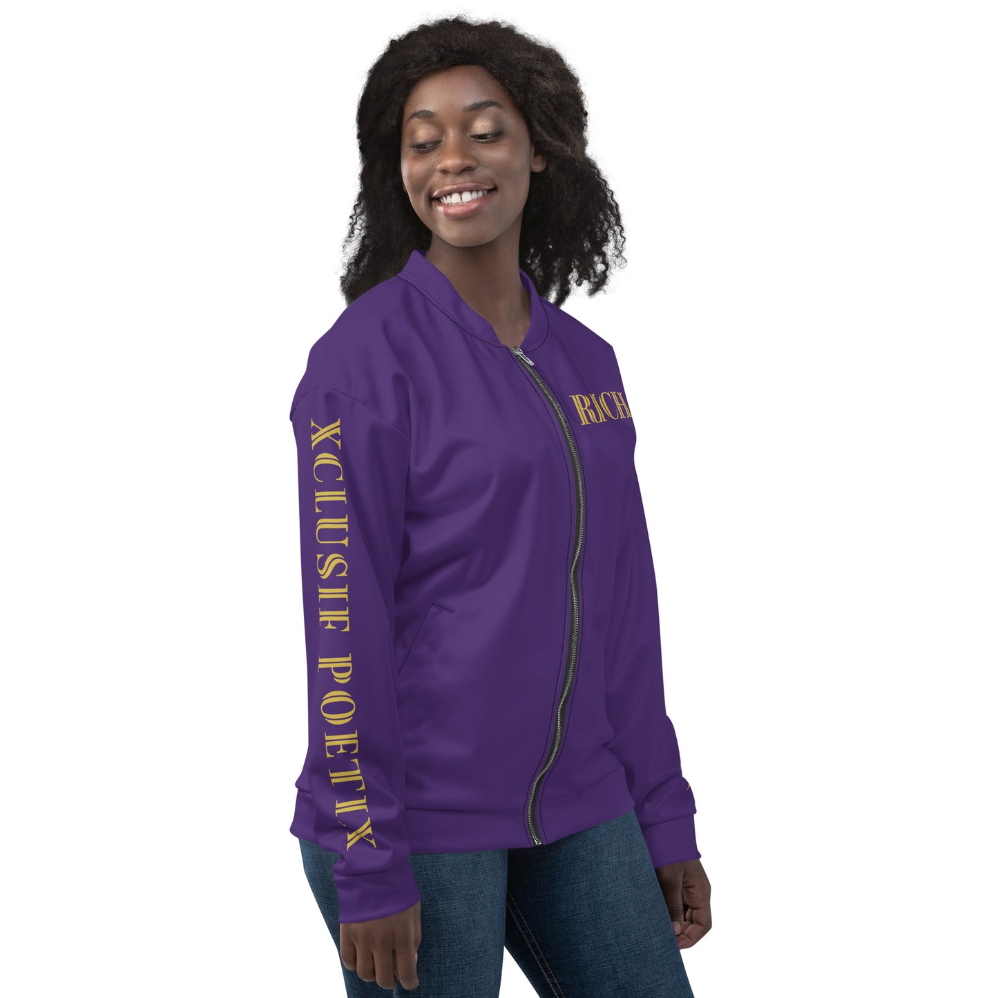 RICH BY XCLUSIF POETIX PURPLE & GOLD Unisex Bomber Jacket