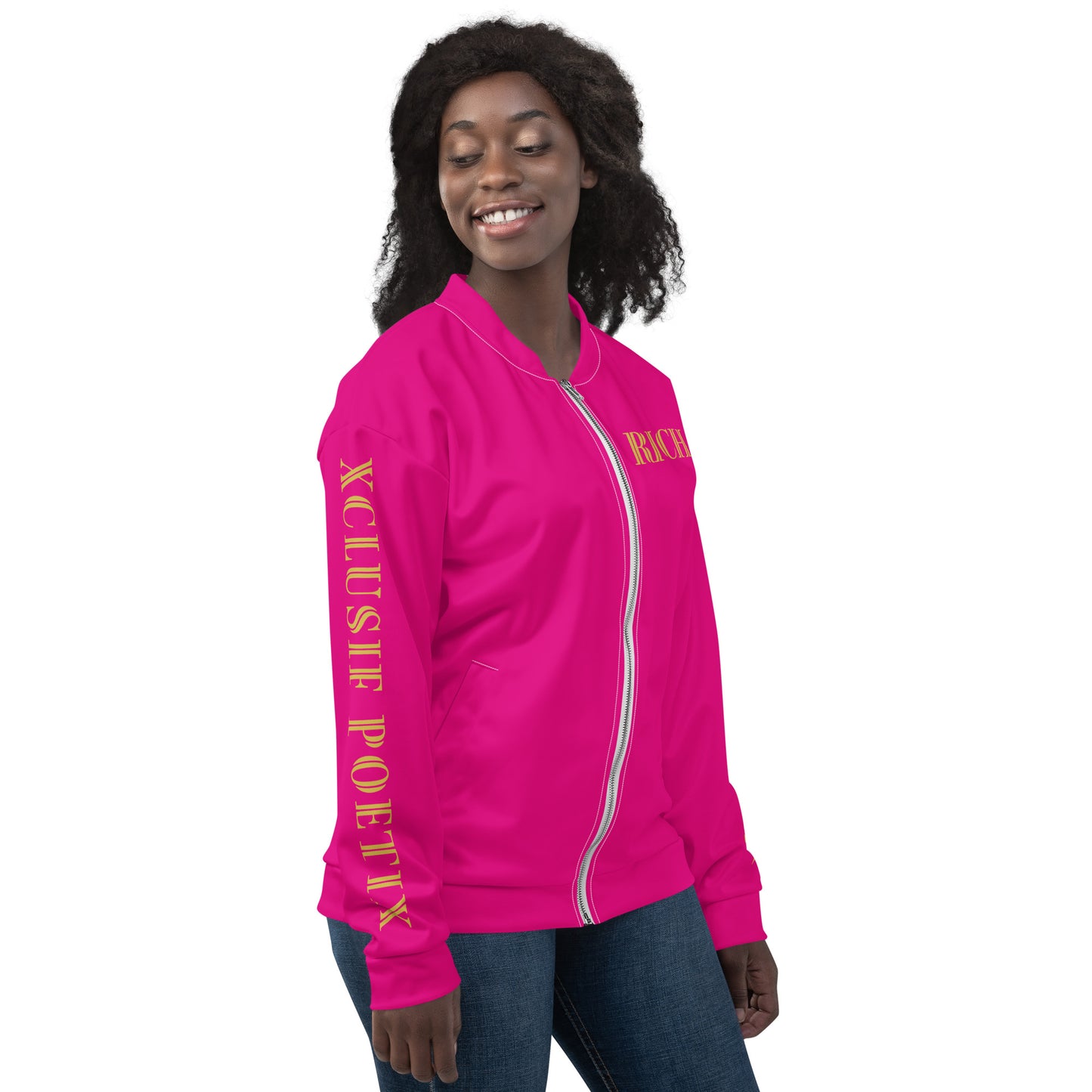 RICH BY XCLUSIF POETIX HOT PINK & GOLD Unisex Bomber Jacket