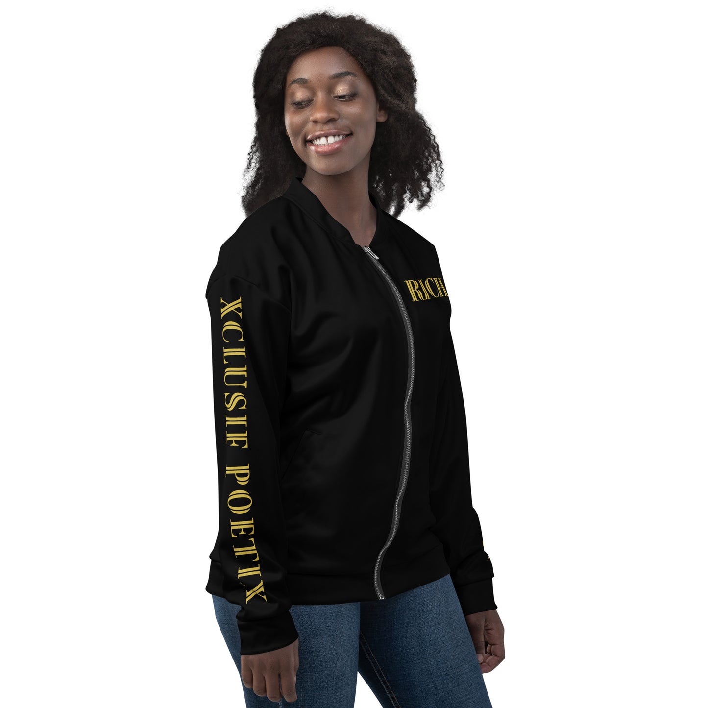 RICH BY XCLUSIF POETIX BLACK & GOLD Unisex Bomber Jacket