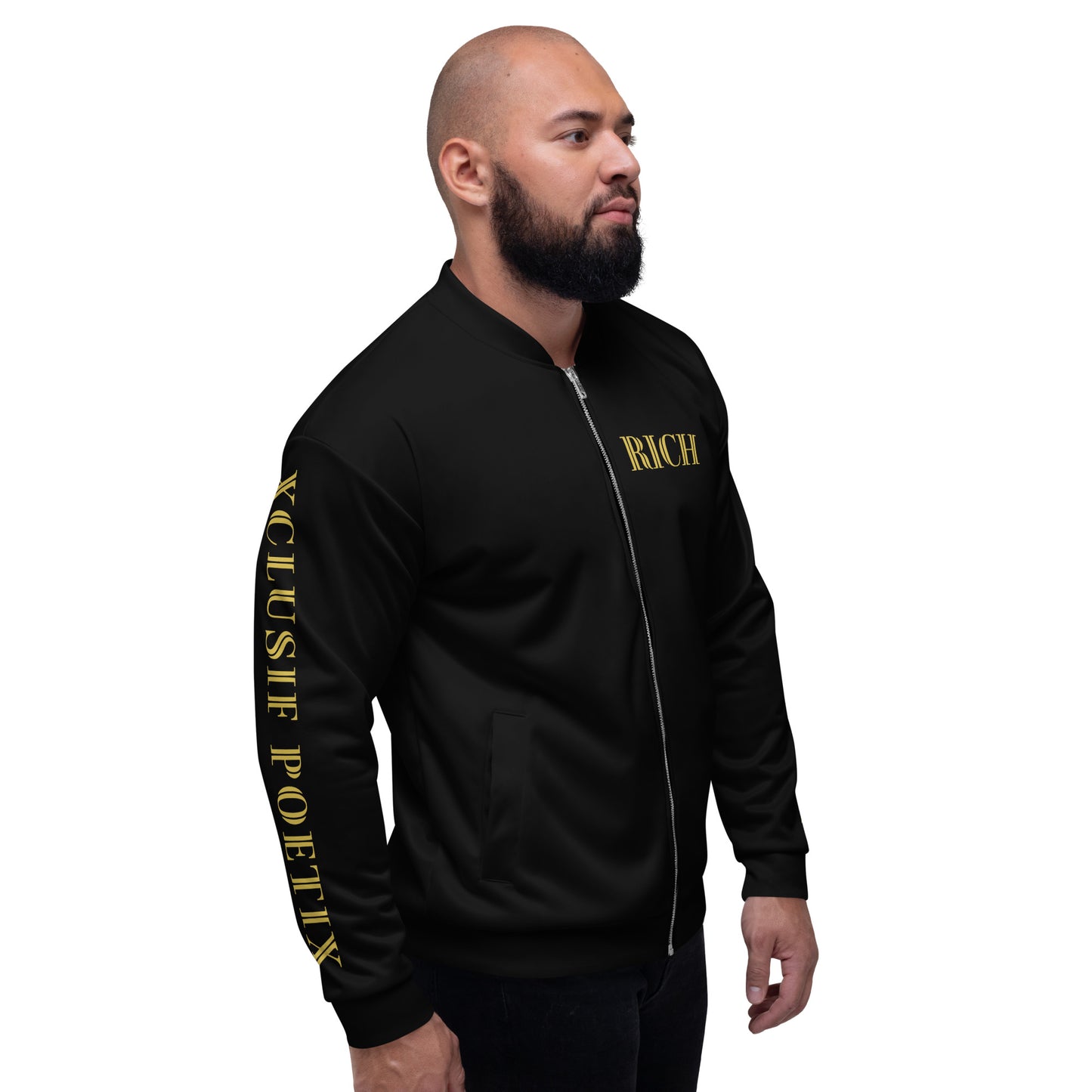 RICH BY XCLUSIF POETIX BLACK & GOLD Unisex Bomber Jacket