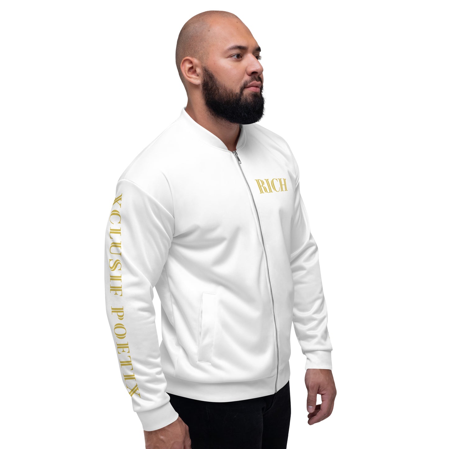 RICH BY XCLUSIF POETIX WHITE & GOLD Unisex Bomber Jacket