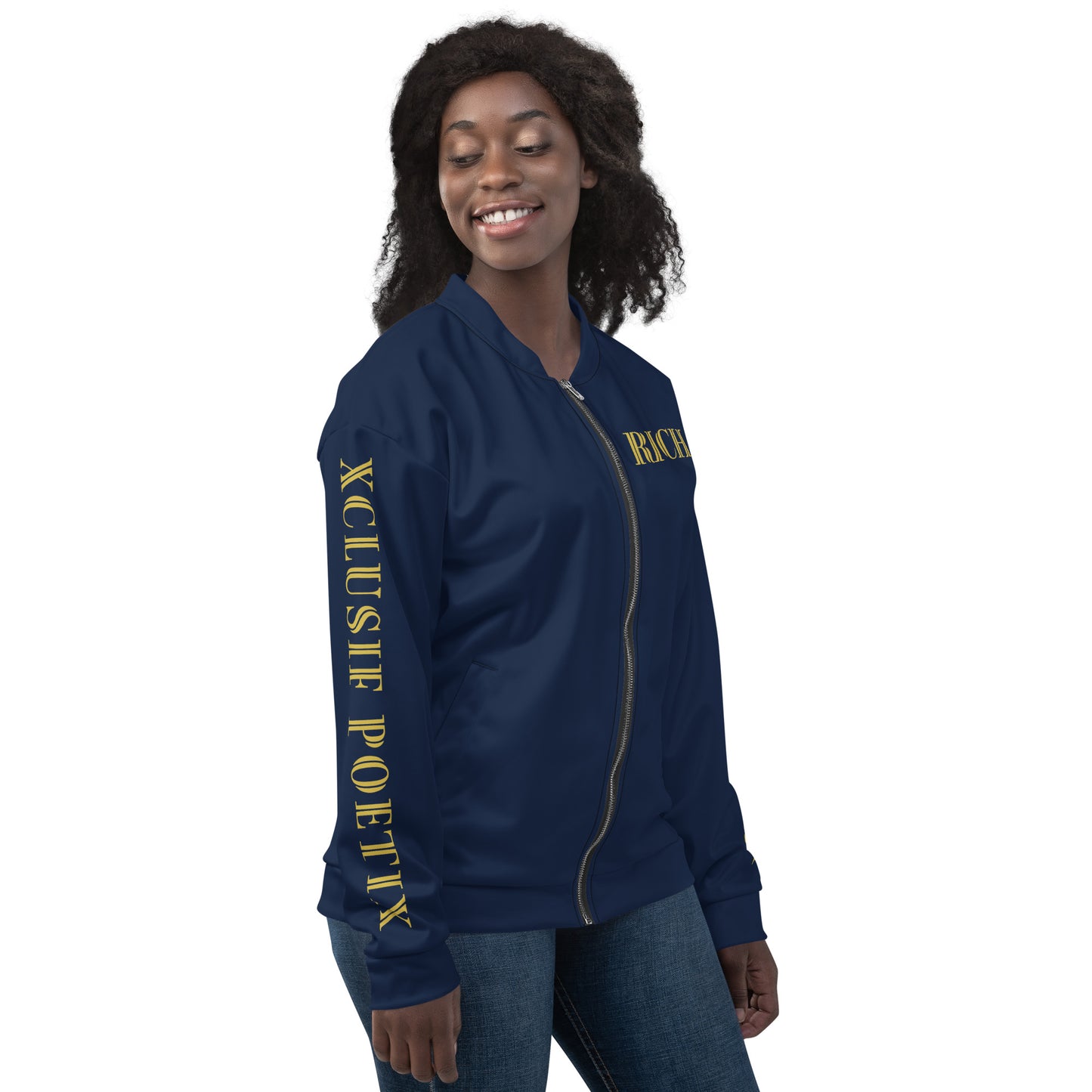 RICH BY XCLUSIF POETIX NAVY & GOLD Unisex Bomber Jacket