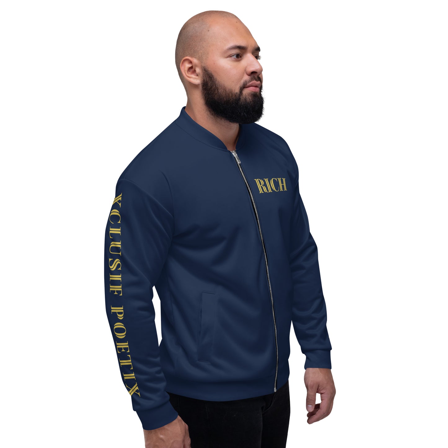 RICH BY XCLUSIF POETIX NAVY & GOLD Unisex Bomber Jacket