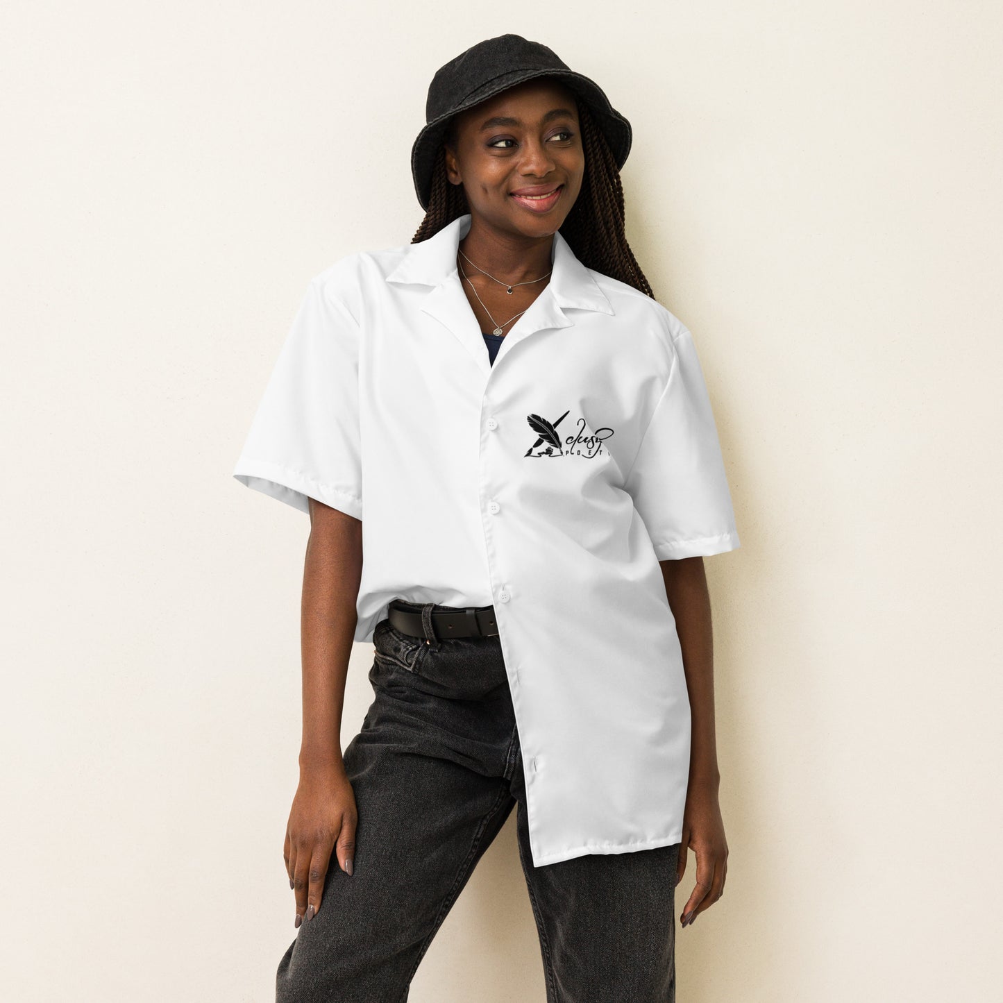 XCLUSIF POETIX WHITE & BLACK Unisex button shirt