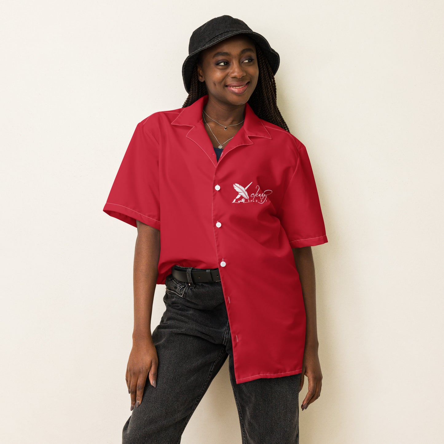 XCLUSIF POETIX RED & WHITE Unisex button shirt