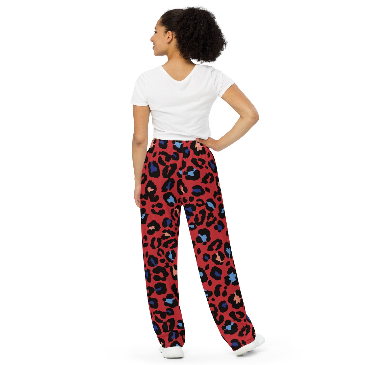 XCLUSIF POETIX RED LEOPARD unisex wide-leg pants