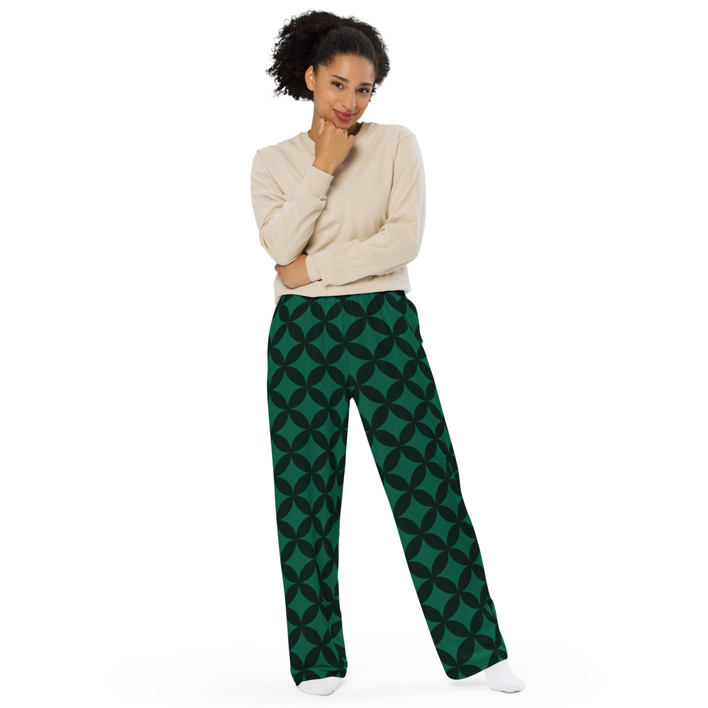 XCLUSIF POETIX LUXURY GREEN unisex wide-leg pants