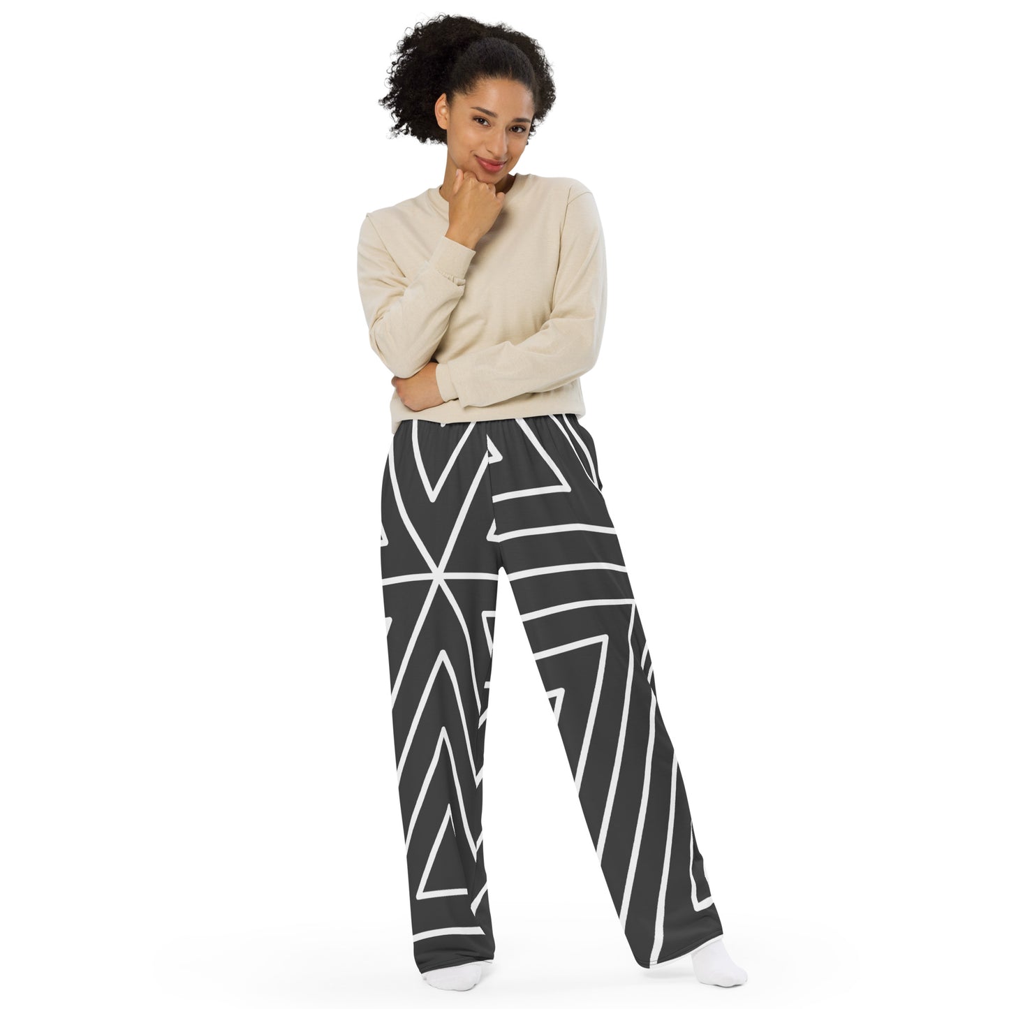 XCLUSIF POETIX BLACK TRIANGLE unisex wide-leg pants