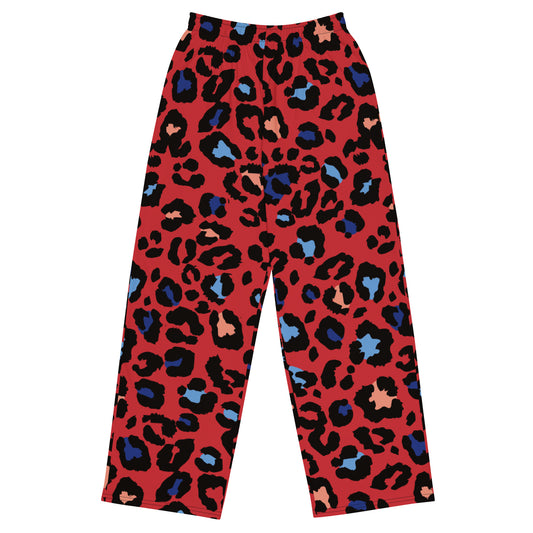 XCLUSIF POETIX RED LEOPARD unisex wide-leg pants