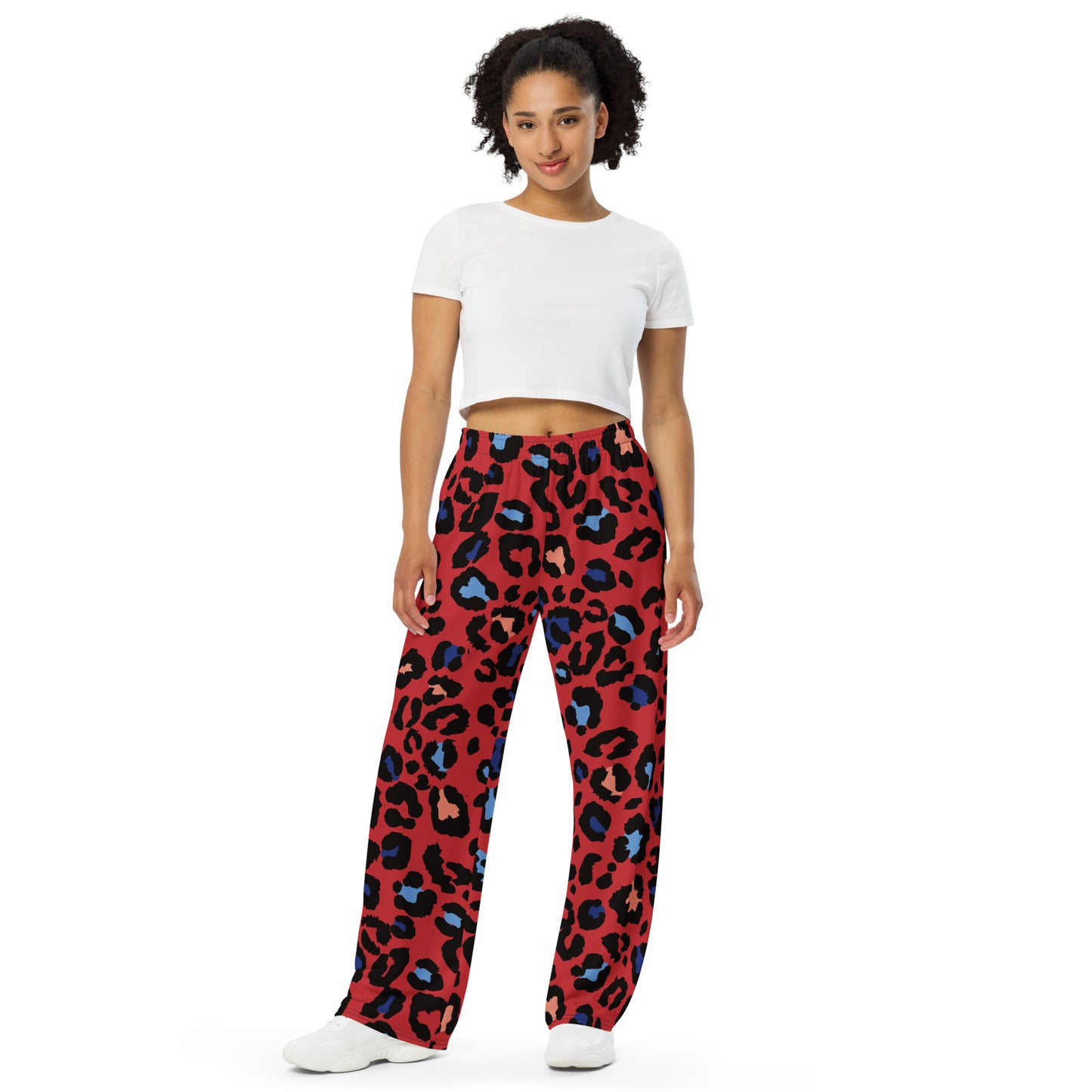 XCLUSIF POETIX RED LEOPARD unisex wide-leg pants