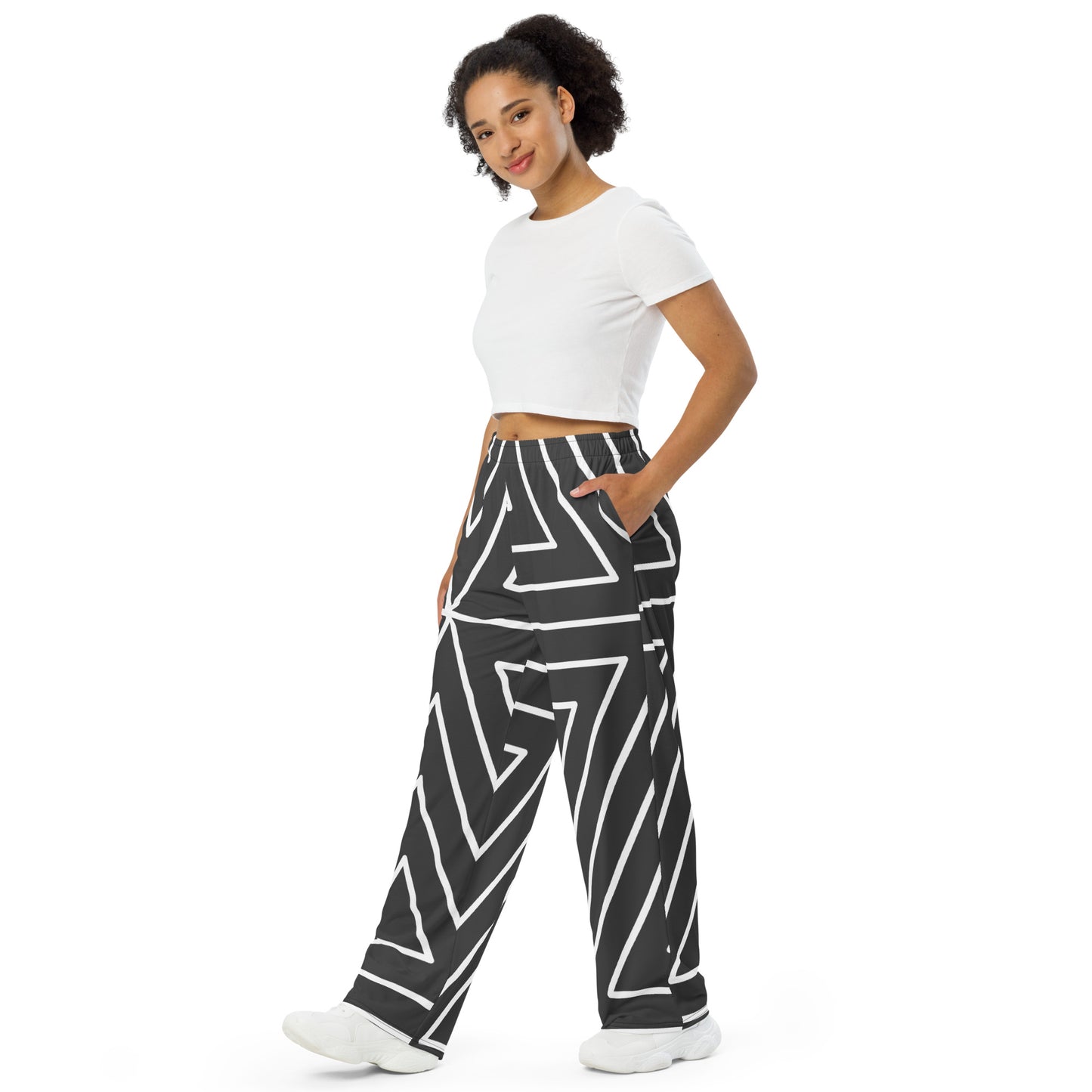 XCLUSIF POETIX BLACK TRIANGLE unisex wide-leg pants