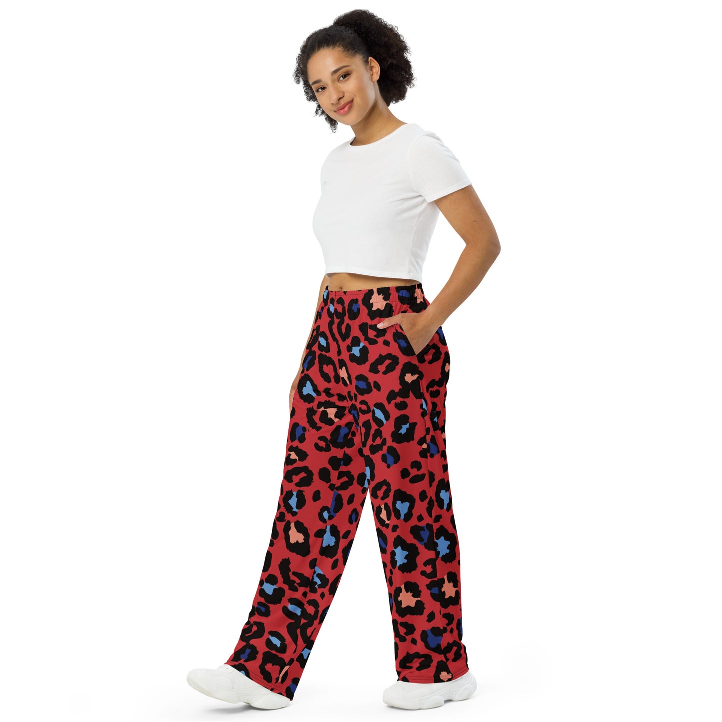 XCLUSIF POETIX RED LEOPARD unisex wide-leg pants