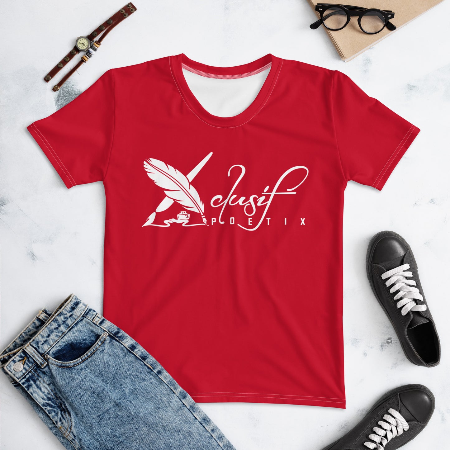 XCLUSIF POETIX RED & WHITE LOGO Women's T-shirt