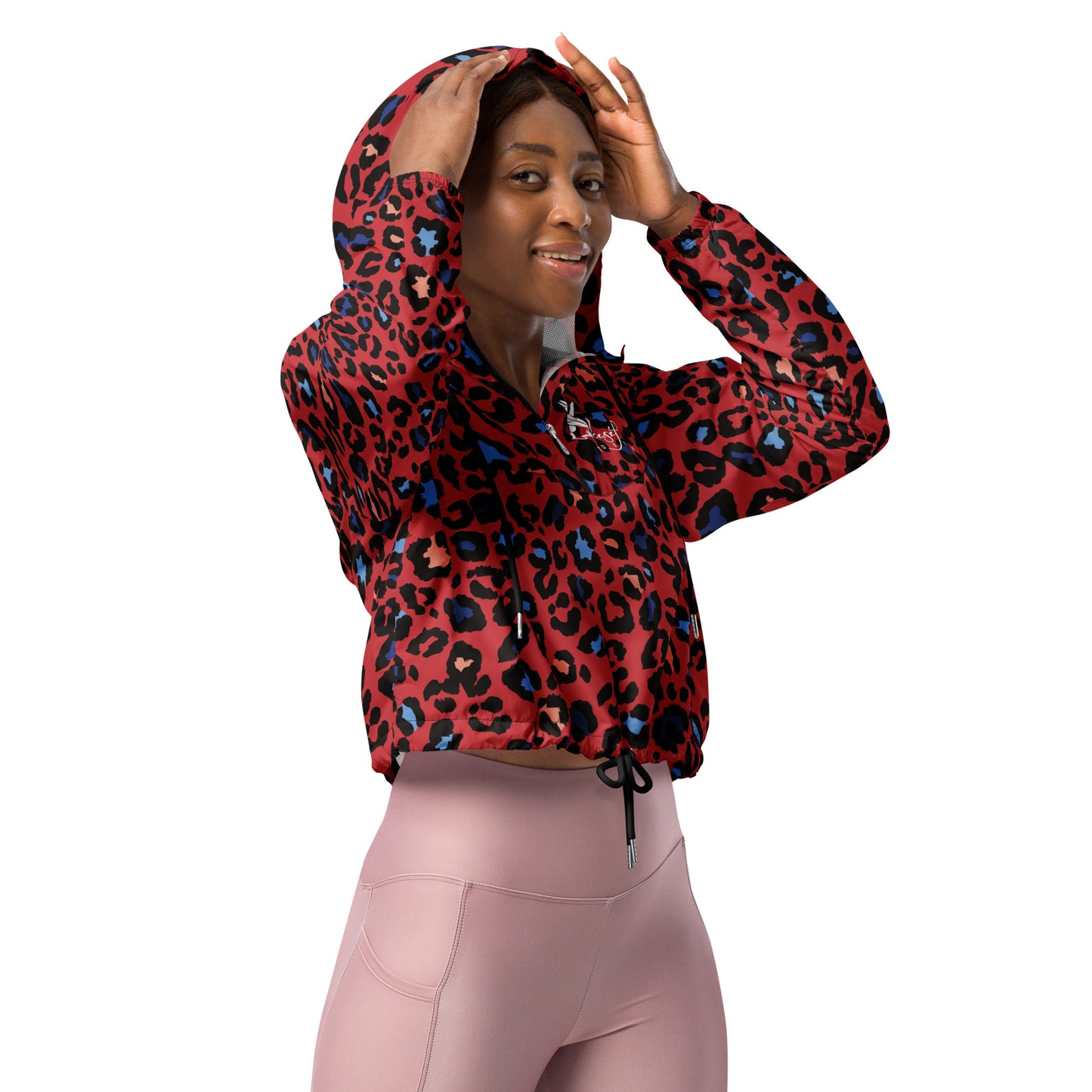 XCLUSIF POETIX RED LEOPARD Women’s cropped windbreaker