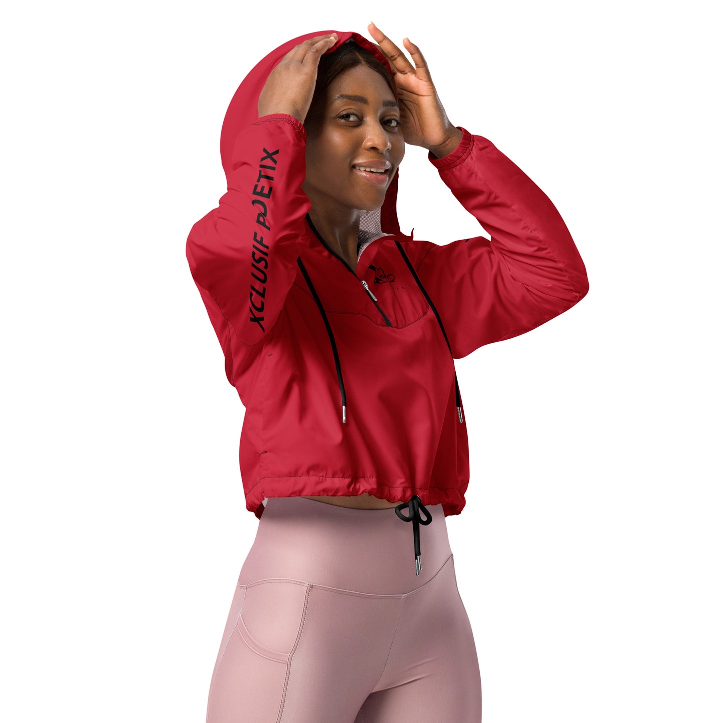 XCLUSIF POETIX RED & BLACK Women’s cropped windbreaker