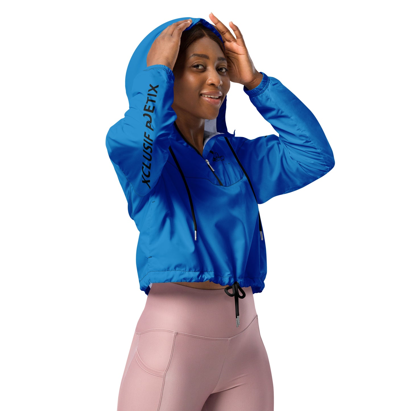 XCLUSIF POETIX BLUE & BLACK Women’s cropped windbreaker