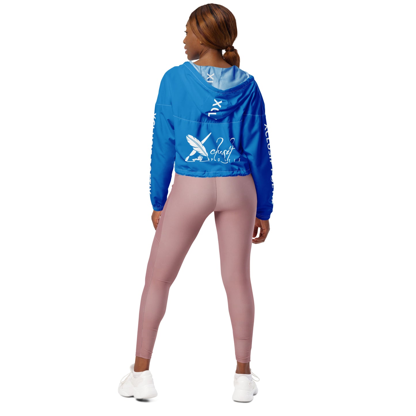 XCLUSIF POETIX BLUE & WHITE Women’s cropped windbreaker