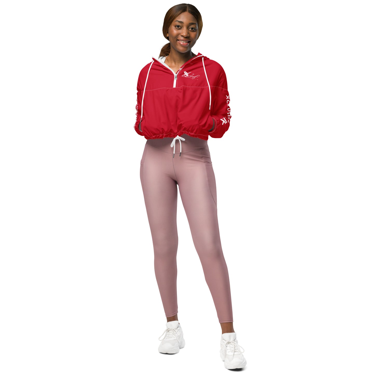 XCLUSIF POETIX RED & WHITE Women’s cropped windbreaker