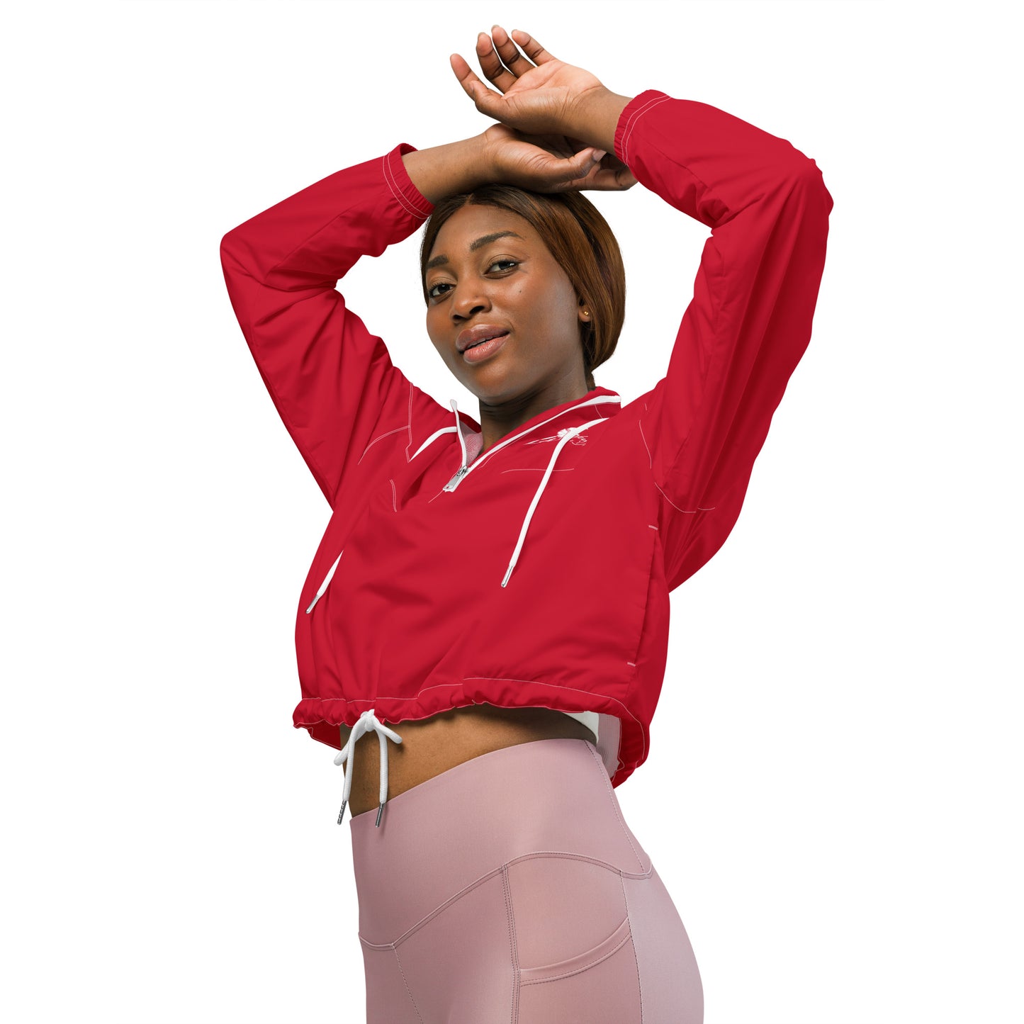 XCLUSIF POETIX RED & WHITE Women’s cropped windbreaker