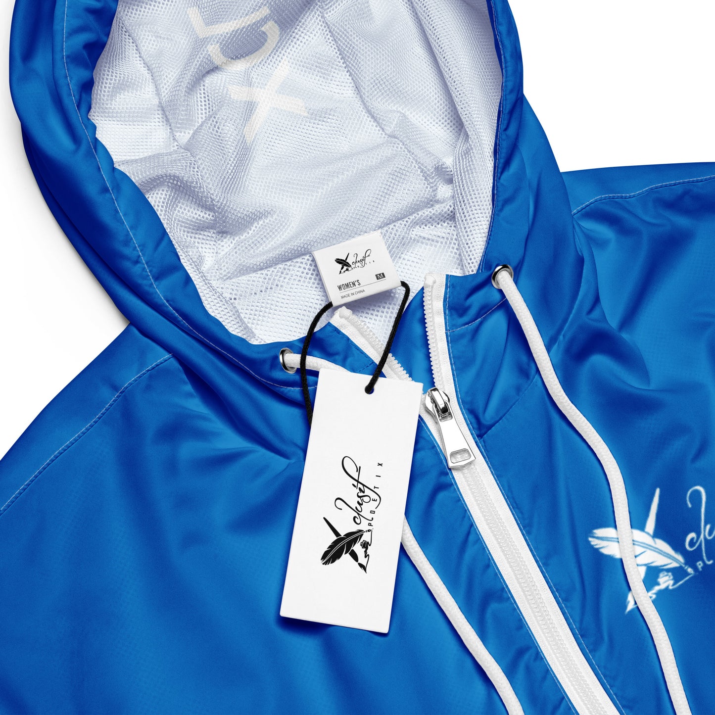 XCLUSIF POETIX BLUE & WHITE Women’s cropped windbreaker