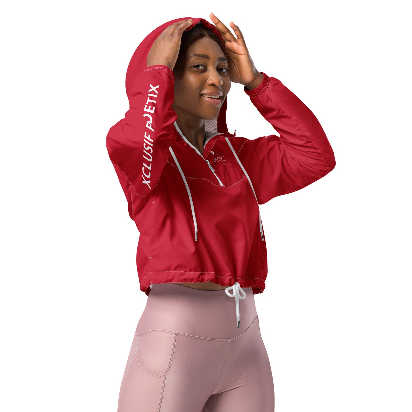 XCLUSIF POETIX RED & WHITE Women’s cropped windbreaker