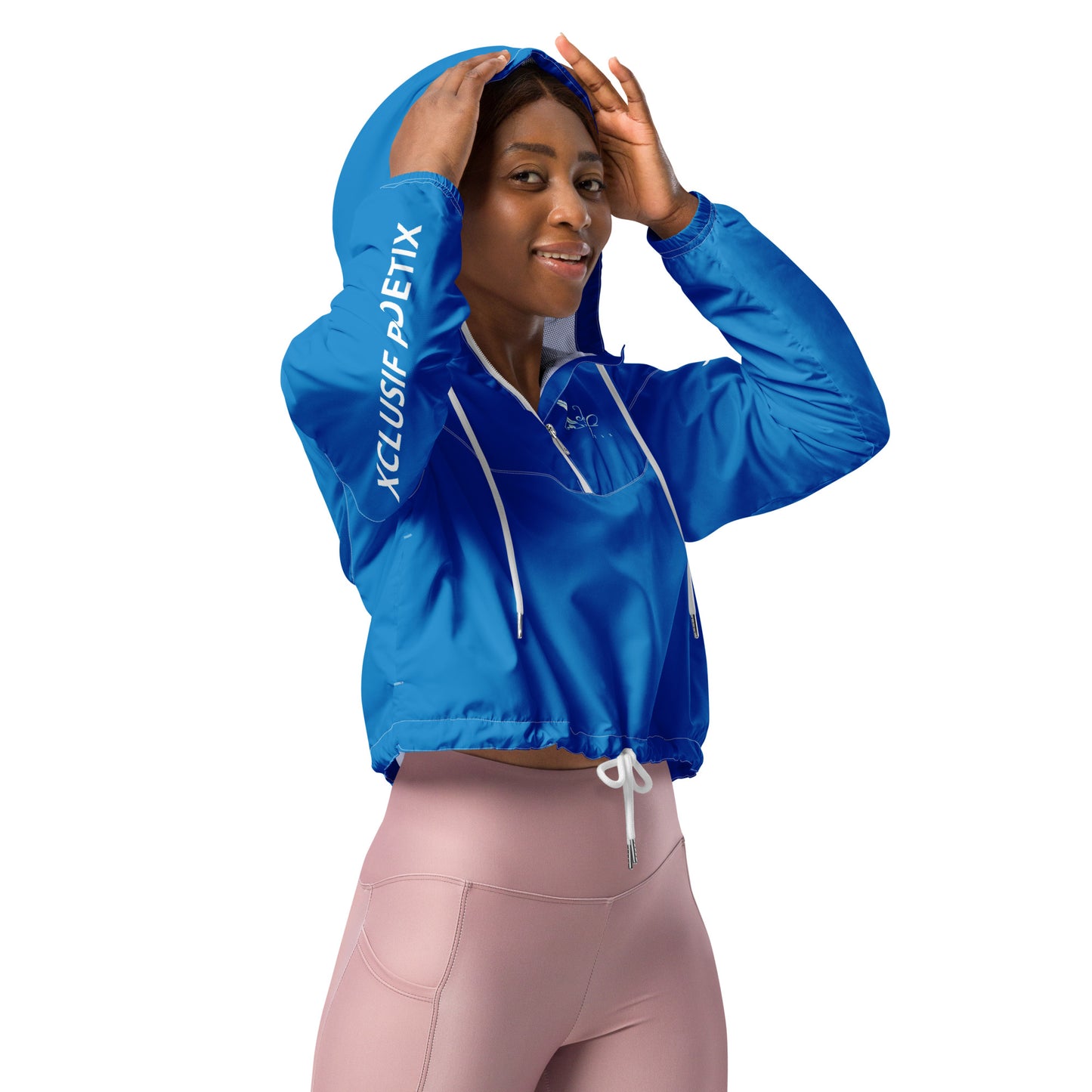 XCLUSIF POETIX BLUE & WHITE Women’s cropped windbreaker