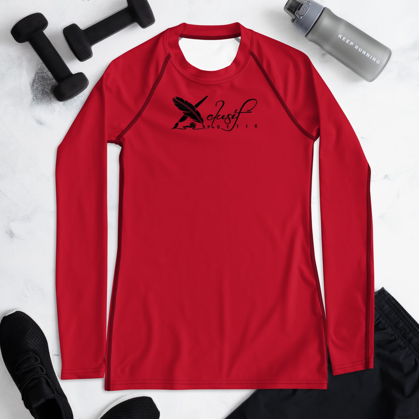 XCLUSIF POETIX RED & BLACK LOGO Women's Rash Guard