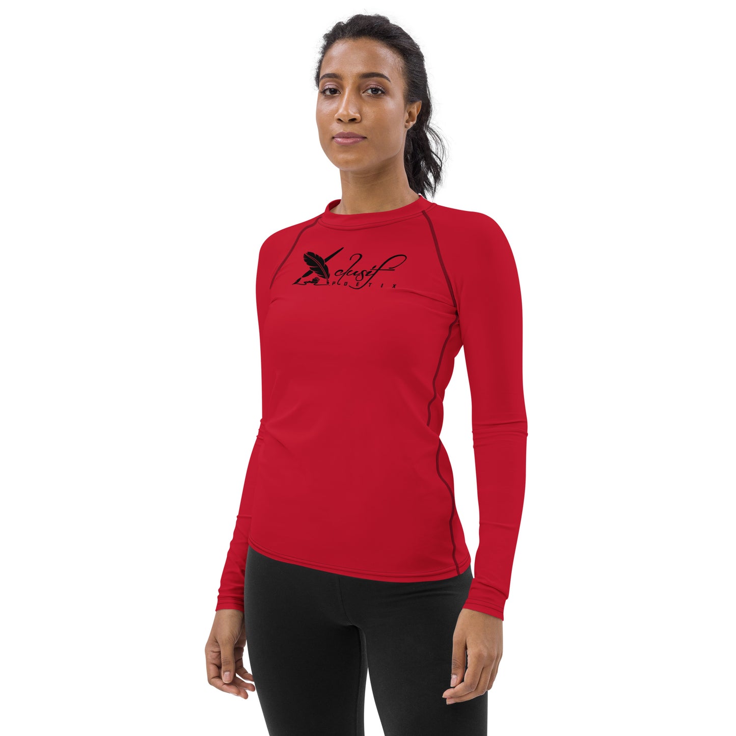 XCLUSIF POETIX RED & BLACK LOGO Women's Rash Guard