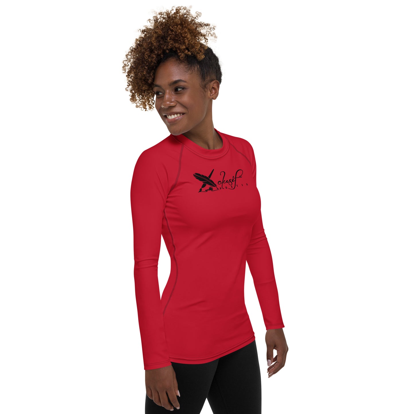 XCLUSIF POETIX RED & BLACK LOGO Women's Rash Guard