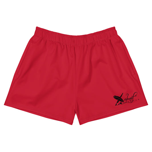 XCLUSIF POETIX RED & BLACK LOGO Women’s Athletic Shorts