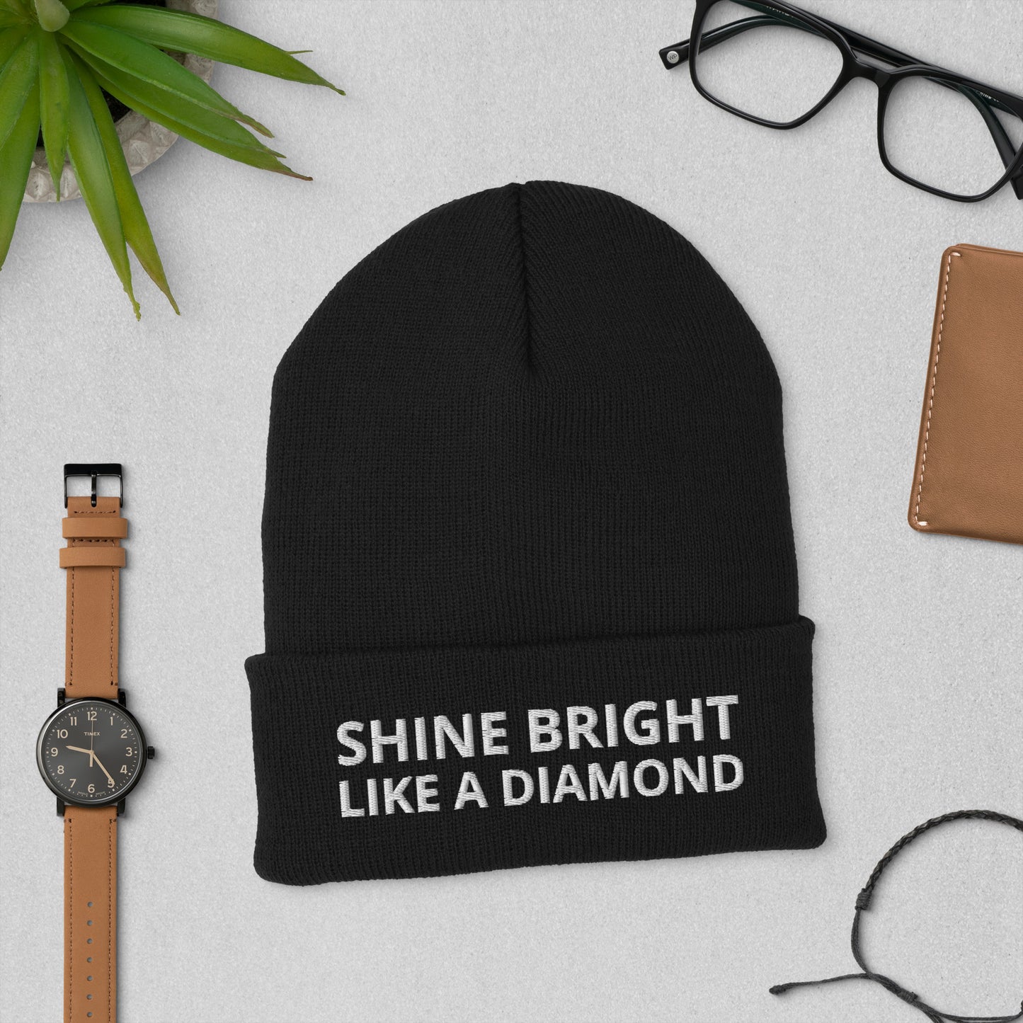 "SHINE BRIGHT LIKE A DIAMOND" BY XCLUSIF POETIX Cuffed Beanie