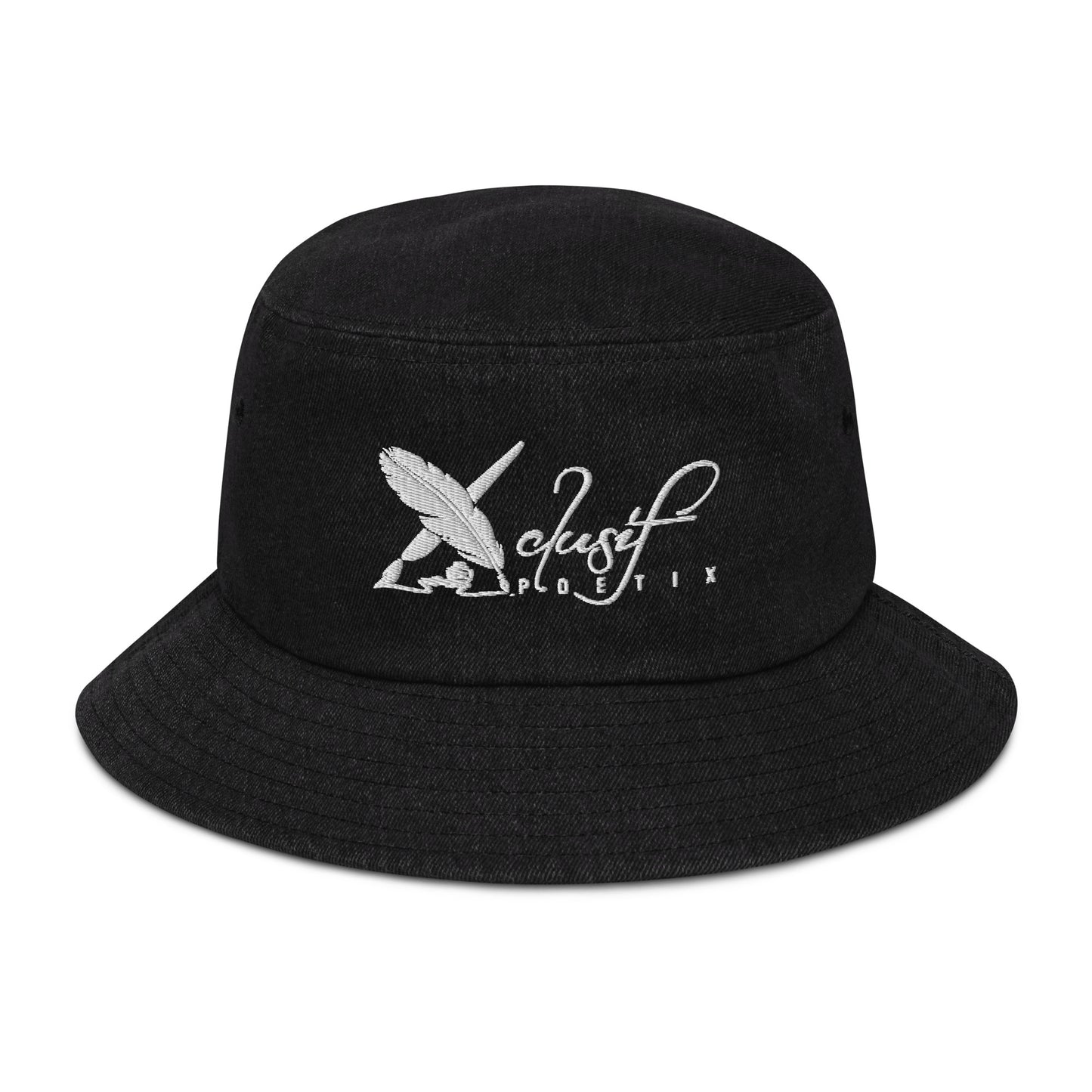 XCLUSIF POETIX WHITE LOGO Denim bucket hat