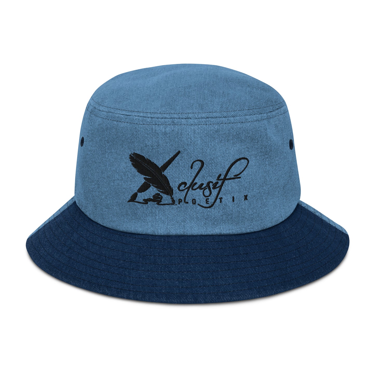 XCLUSIF POETIX BLACK LOGO Denim bucket hat