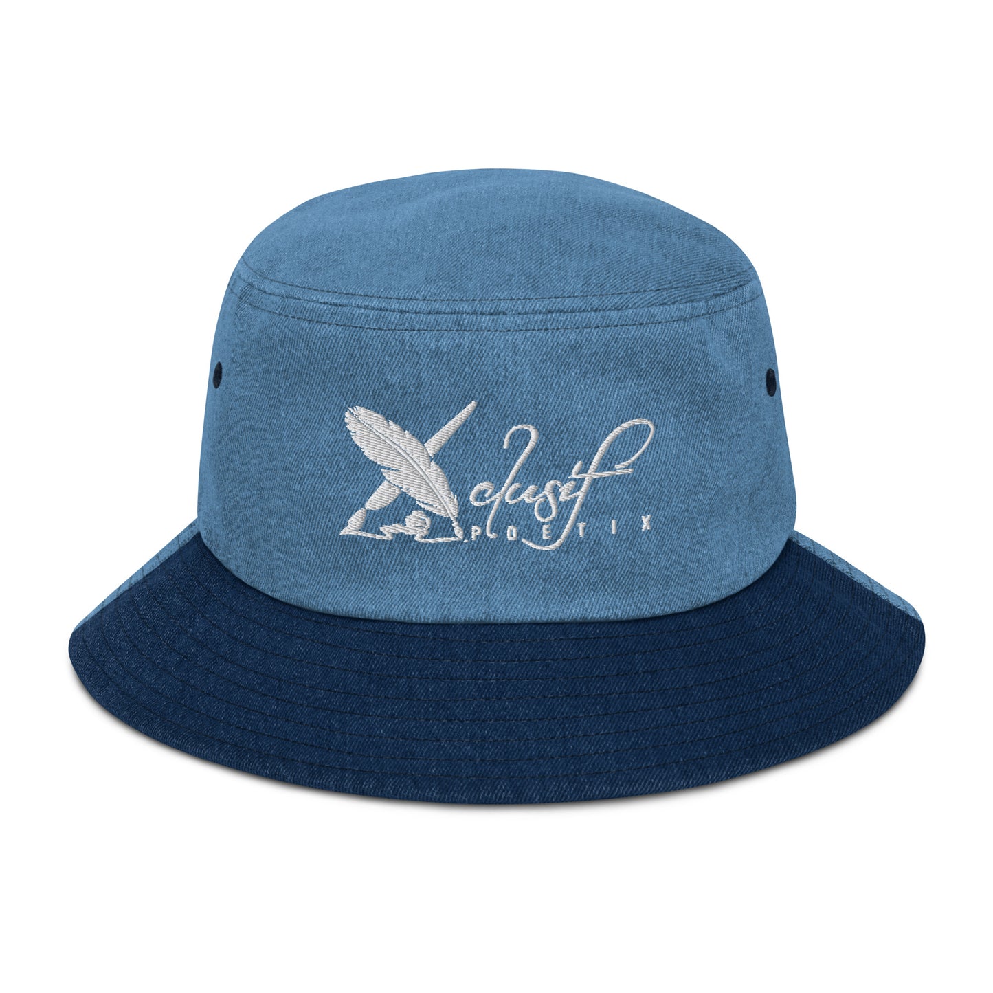 XCLUSIF POETIX WHITE LOGO Denim bucket hat